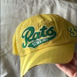 Yellow cotton baseball football cap rats game 1954